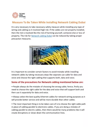 measure to be taken while installing network