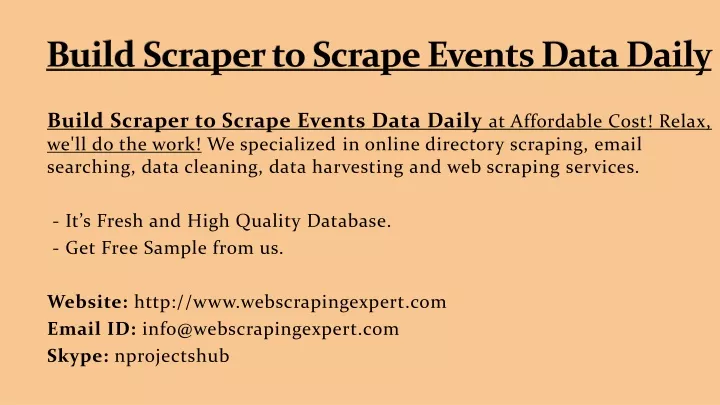 build scraper to scrape events data daily