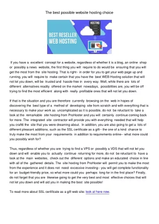 the best possible website hosting choice