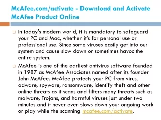 mcafee com activate download and activate mcafee product online