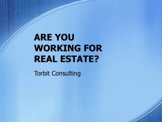 Are You Working for Real Estate - Torbit Consulting