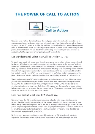 the power of call to action
