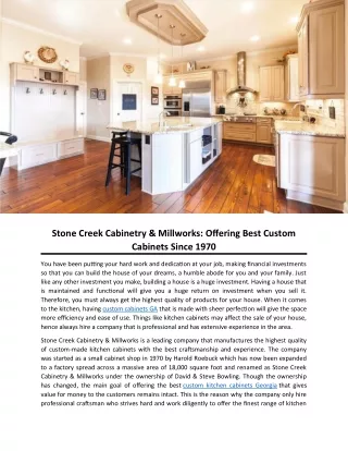 Stone Creek Cabinetry & Millworks: Offering Best Custom Cabinets Since 1970