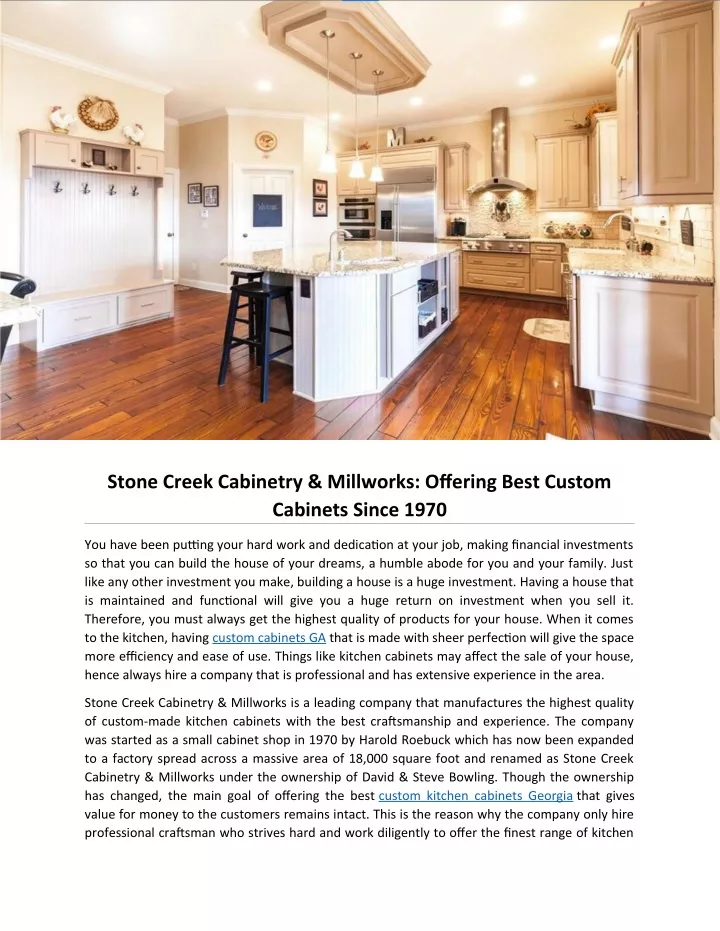 stone creek cabinetry millworks offering best
