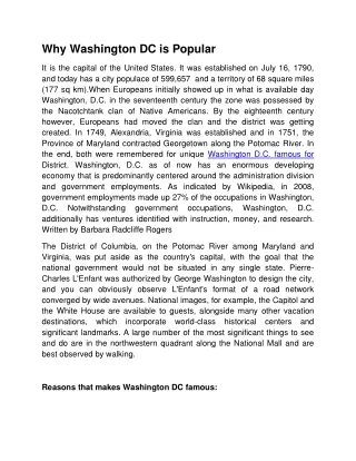 why washington dc is popular