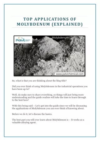 Top Applications of Molybdenum (Explained)