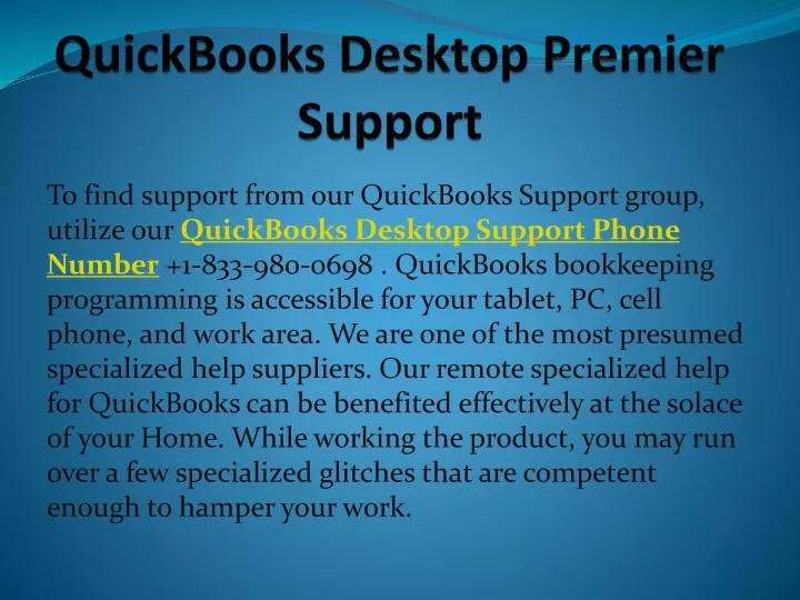 quickbooks desktop premier support