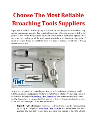 Choose The Most Reliable Broaching Tools Suppliers