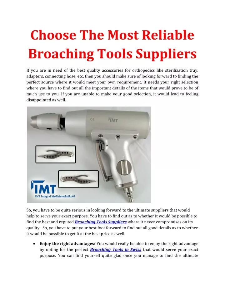 choose the most reliable broaching tools suppliers