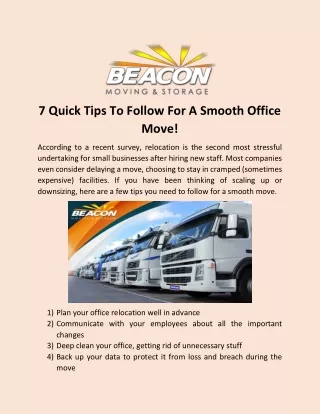7 Quick Tips To Follow For A Smooth Office Move!