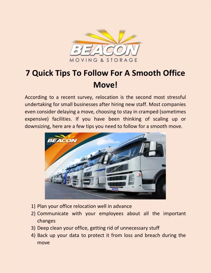 7 quick tips to follow for a smooth office move