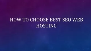 How to choose Best SEO web hosting