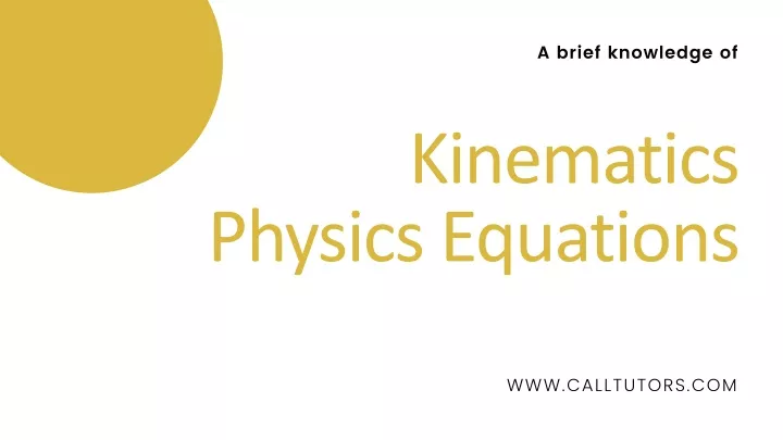 kin ematics physics equations