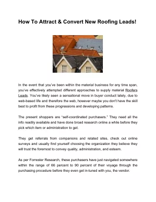 how to attract convert new roofing leads