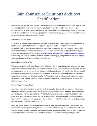 gain your azure solutions architect certification