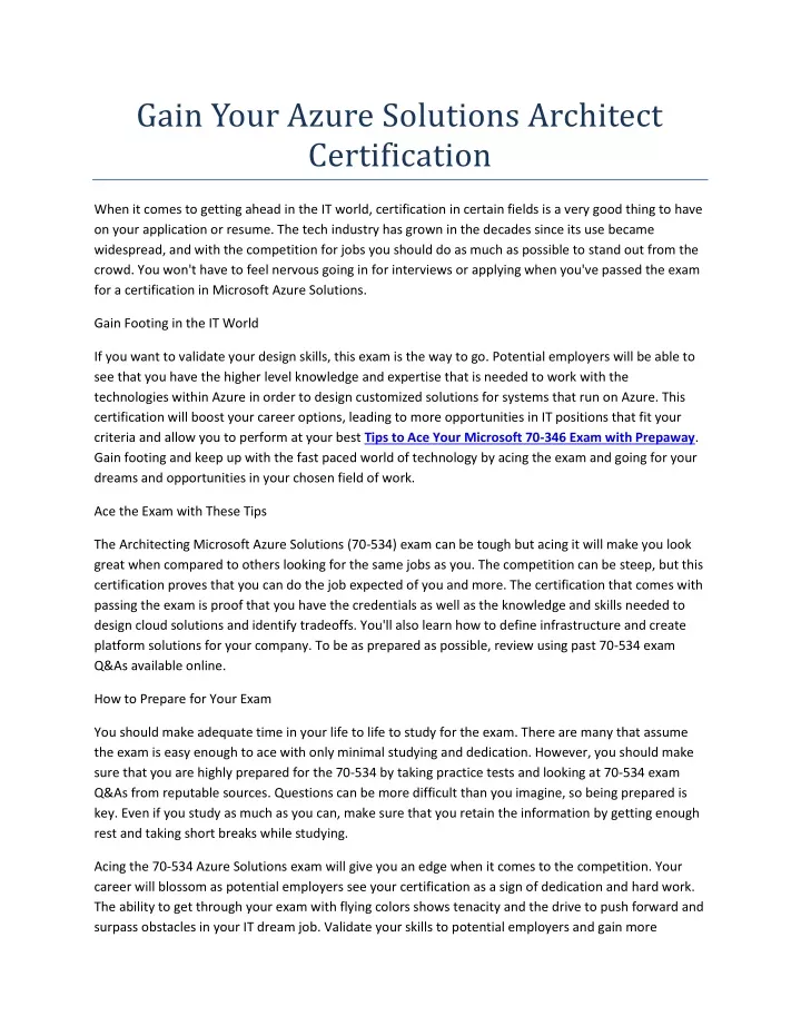 gain your azure solutions architect certification