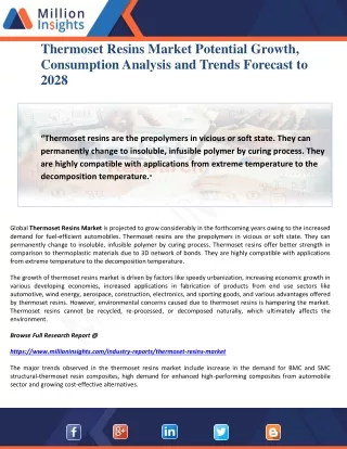thermoset resins market potential growth