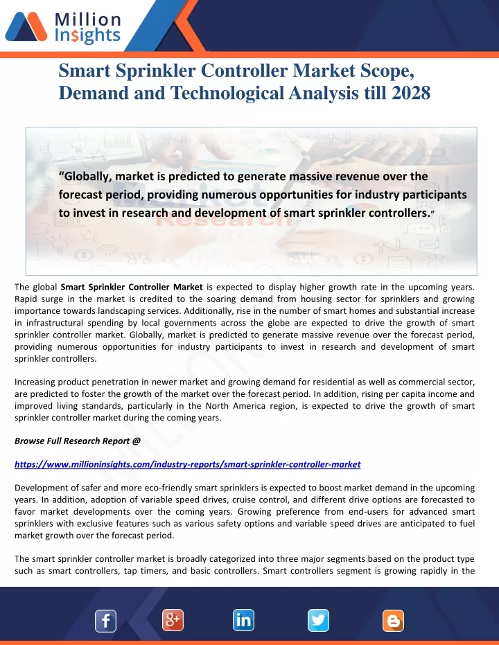 smart sprinkler controller market scope demand