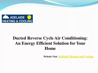 Energy Efficient Ducted Reverse Cycle Air Conditioning