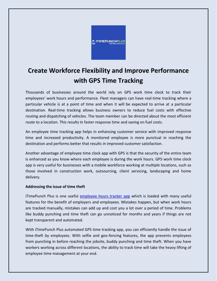 create workforce flexibility and improve