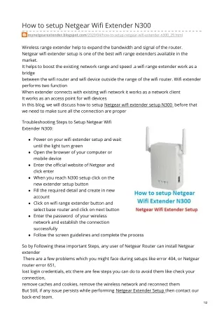 How to setup Netgear Wifi Extender N300