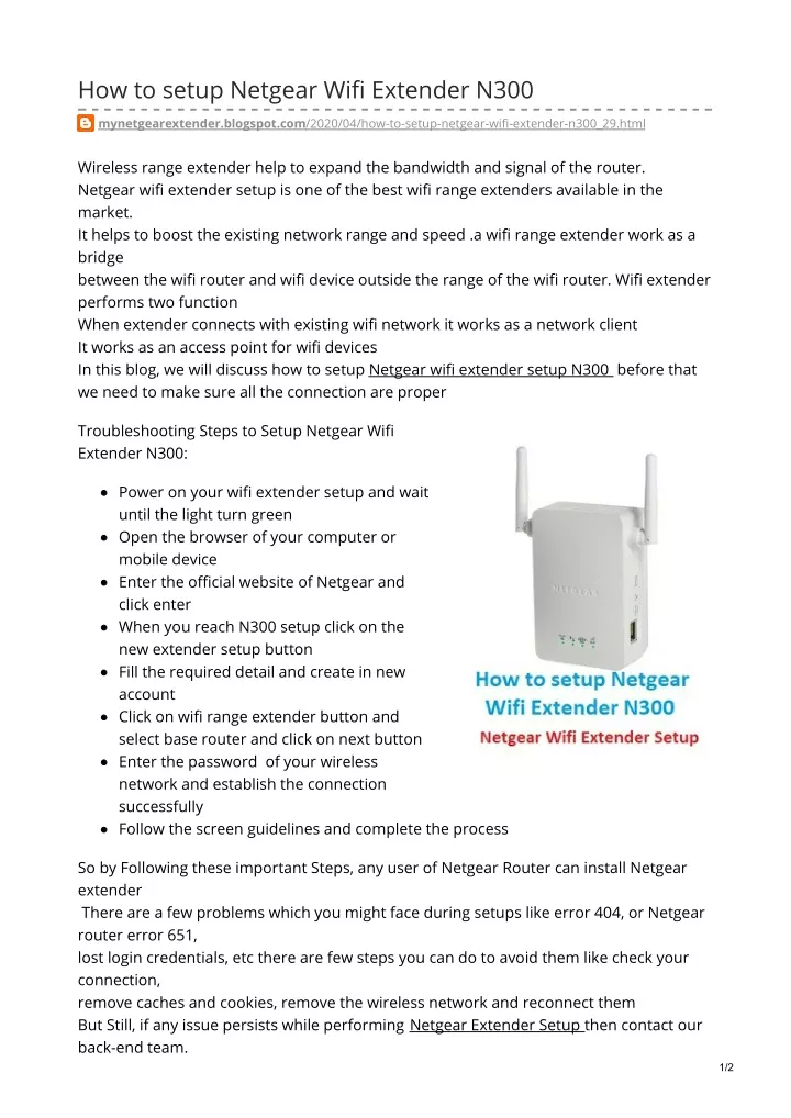 how to setup netgear wifi extender n300