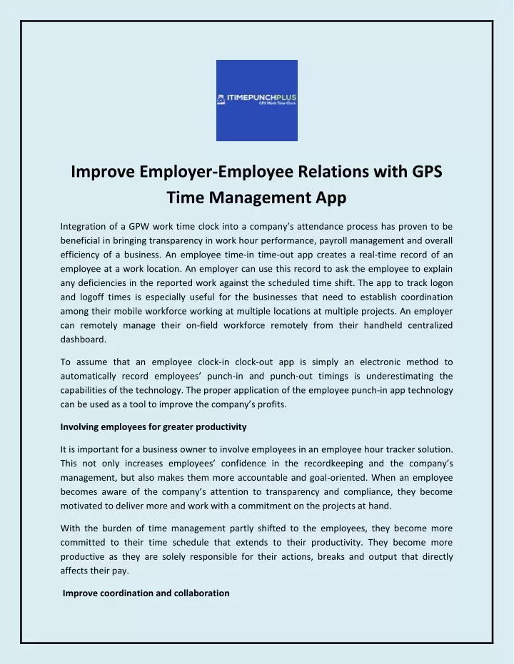 improve employer employee relations with gps time