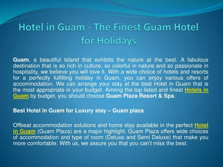 hotel in guam the finest guam hotel for holidays