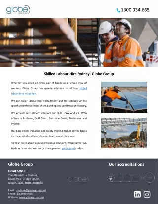 Skilled Labour Hire Sydney- Globe Group