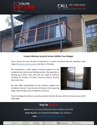 custom window security screens within your budget