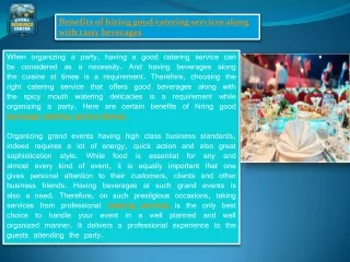 benefits of hiring good catering services along