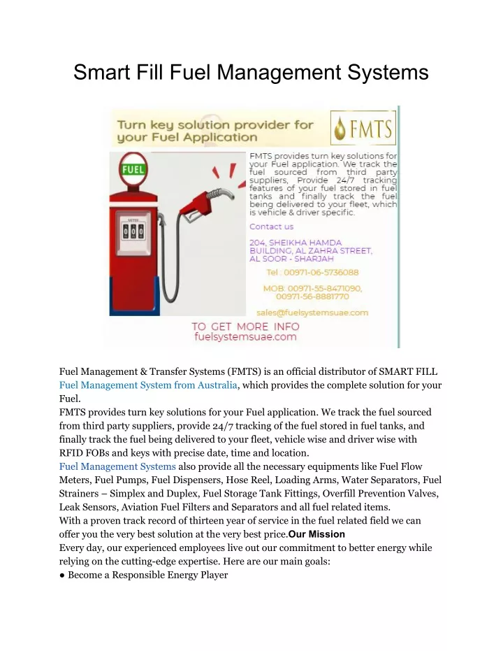 smart fill fuel management systems
