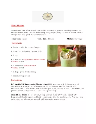 mint shakes milkshakes like other simple