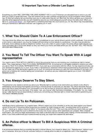 10 Important Tips from a Criminal Regulation Specialist