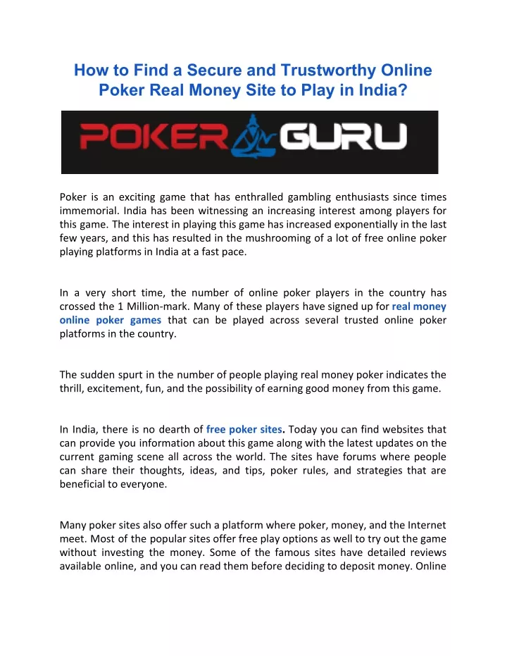 how to find a secure and trustworthy online poker
