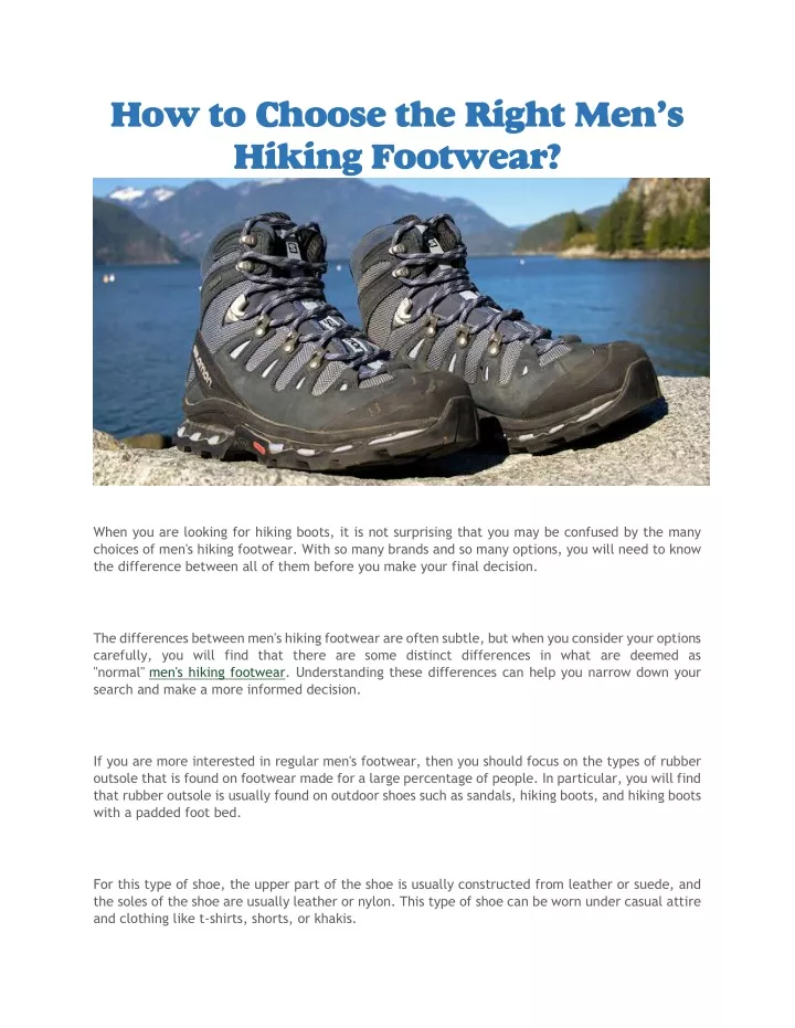 how to choose the right men s hiking footwear