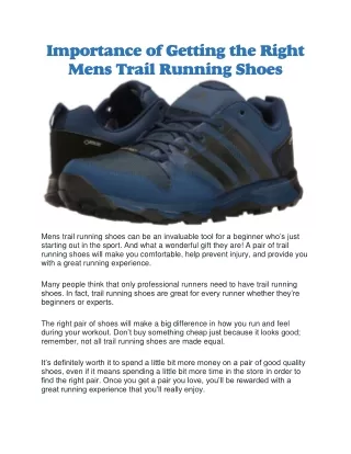 importance of getting the right mens trail