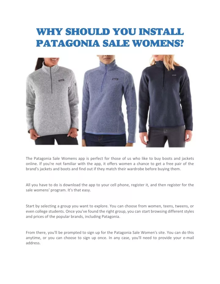 why should you install patagonia sale womens