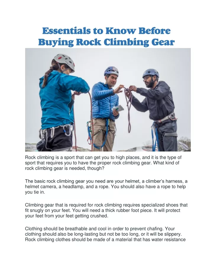 essentials to know before buying rock climbing