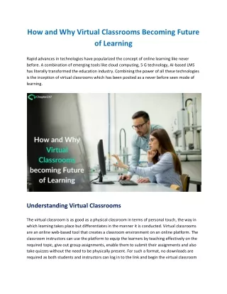 How and Why Virtual Classrooms becoming Future of Learning