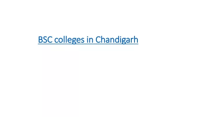 bsc colleges in chandigarh