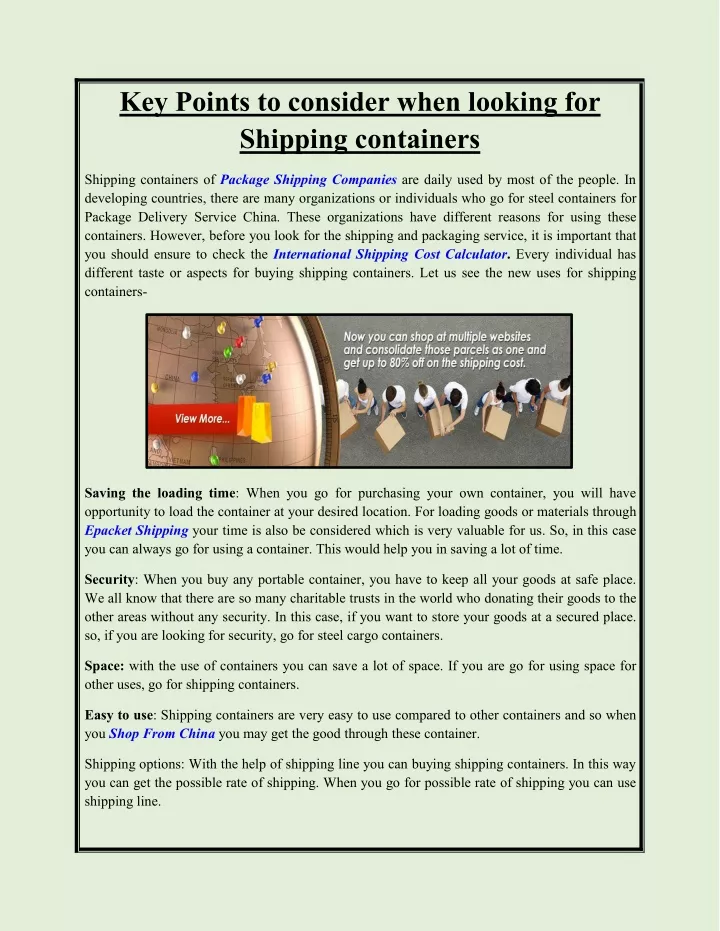 key points to consider when looking for shipping