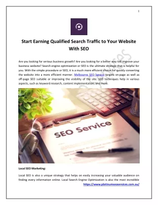 Start Earning Qualified Search Traffic to Your Website With SEO