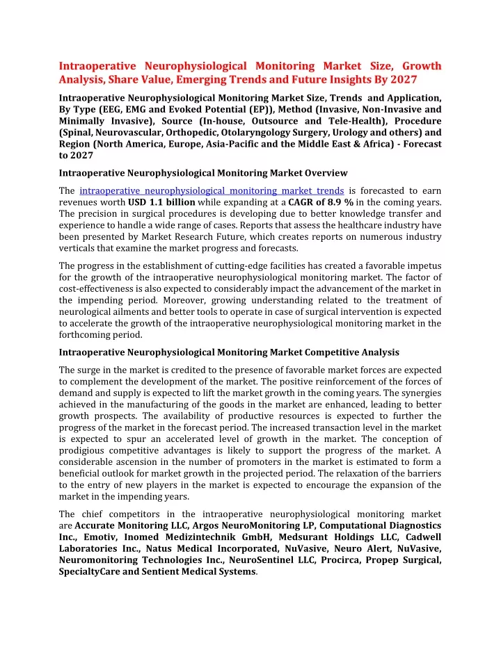 intraoperative neurophysiological monitoring