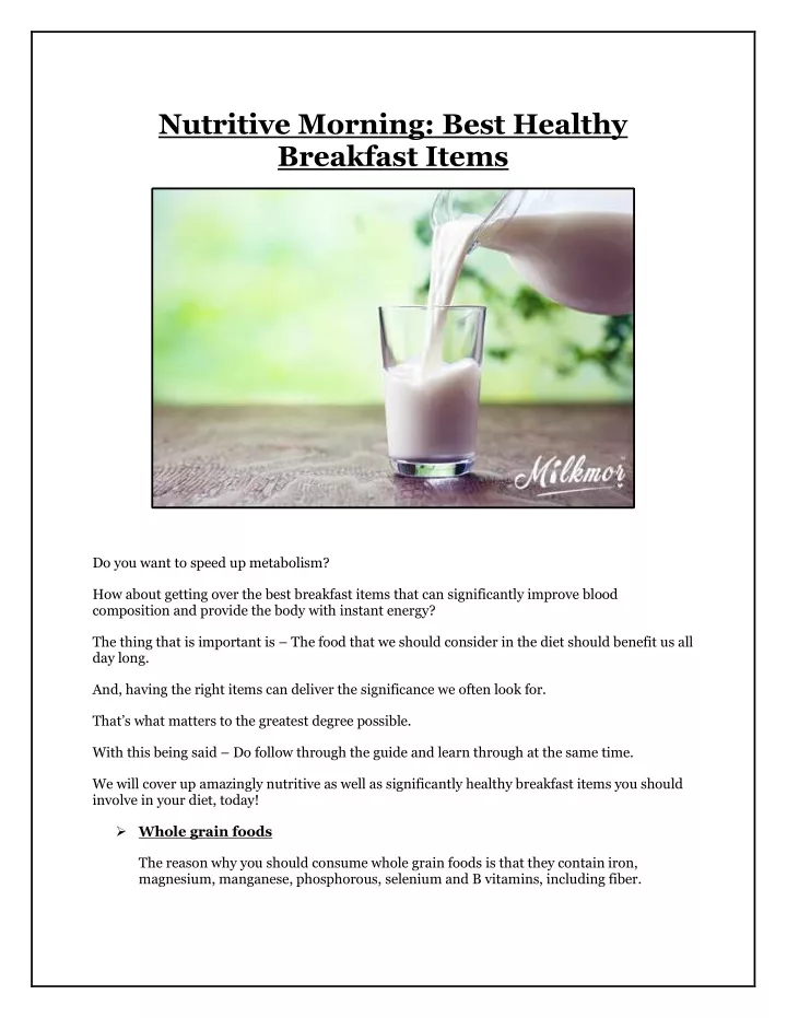 nutritive morning best healthy breakfast items