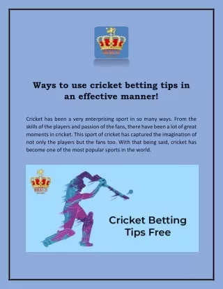 ways to use cricket betting tips in an effective