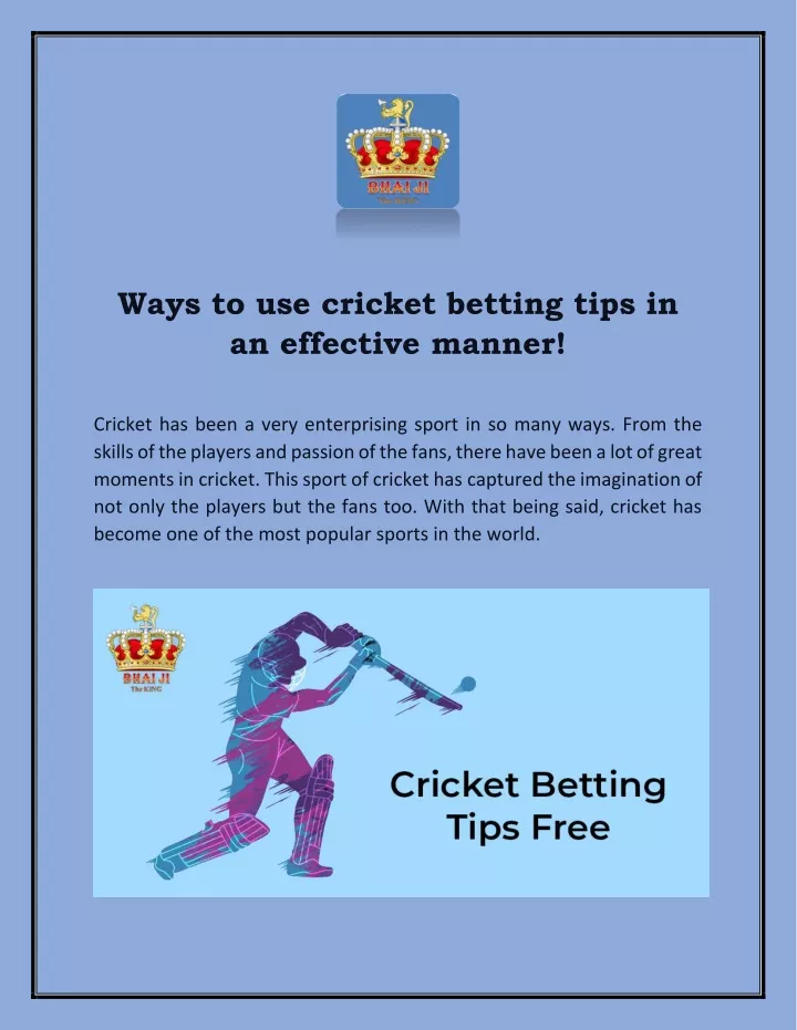 ways to use cricket betting tips in an effective