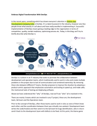 embrace digital transformation with devops