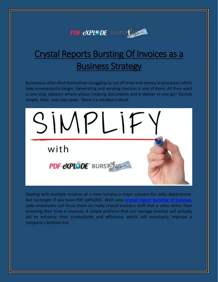 crystal reports bursting of invoices as a crystal