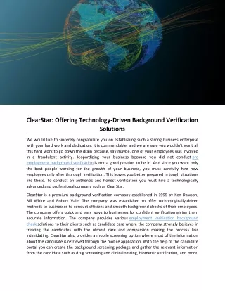 clearstar offering technology driven background